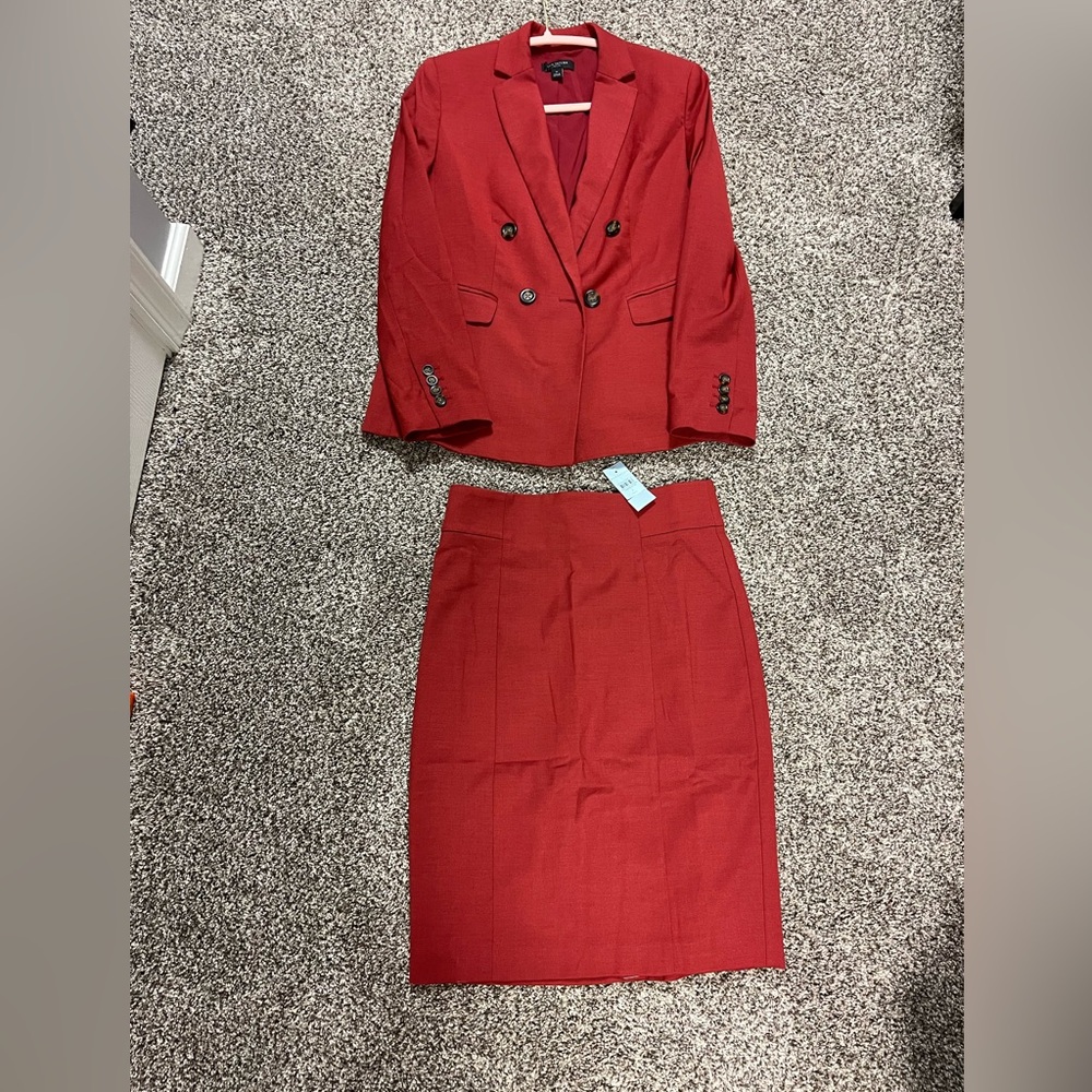Ann Taylor Red Blazer and Skirt Set